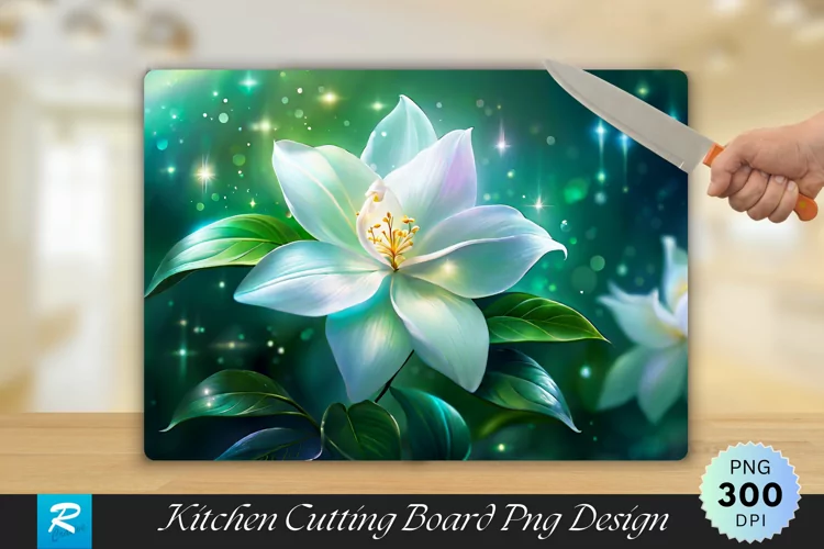 Enchanting Jasmine Artistic Cutting Board Sublimation Design