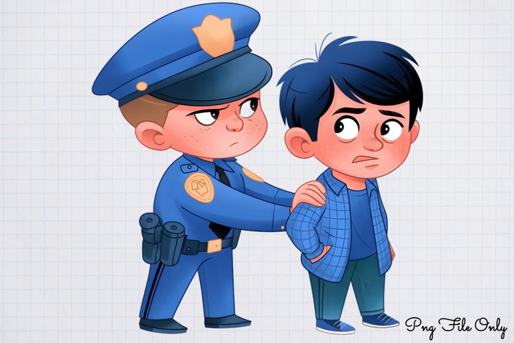 Watercolor Cute Police Clipart PNG