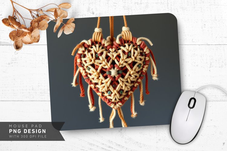 Macrame Heart Mouse Pad PNG Design example image 1