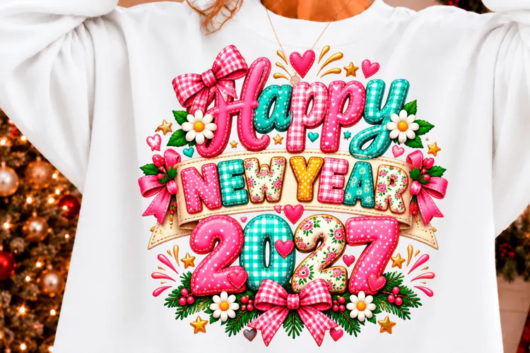 Happy New Year 2027 T-Shirt Design Png