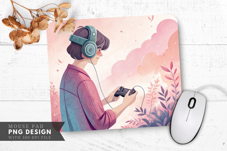Gaming in VR with Style Mouse Pad PNG Design example image 1