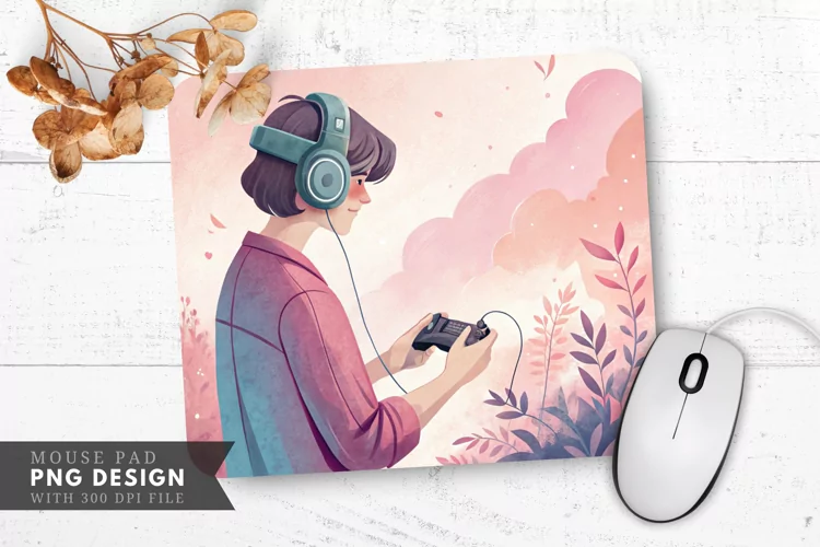 Gaming in VR with Style Mouse Pad PNG Design