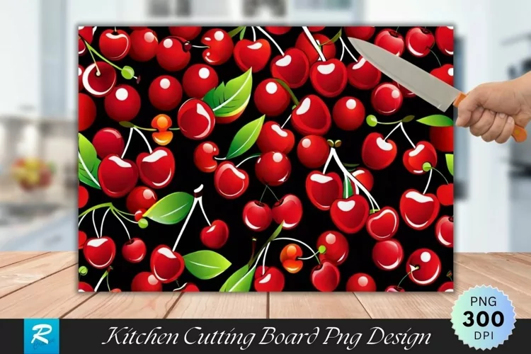 Red Cherry Cutting Board Sublimation Design