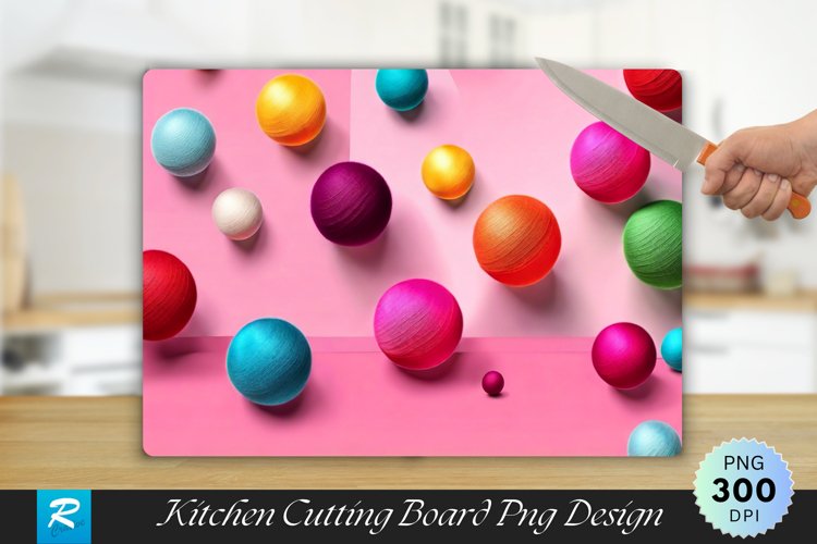 3D Colorful Balls Cutting Board Sublimation Design example image 1