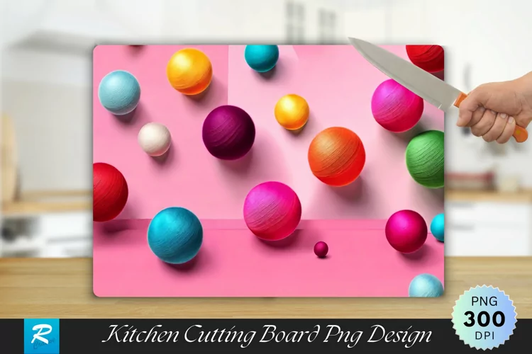 3D Colorful Balls Cutting Board Sublimation Design