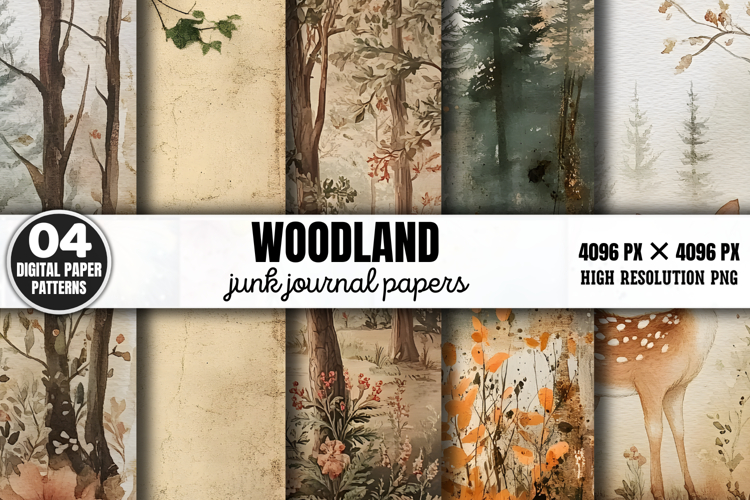 Woodland Junk Journal Digital Paper PNG