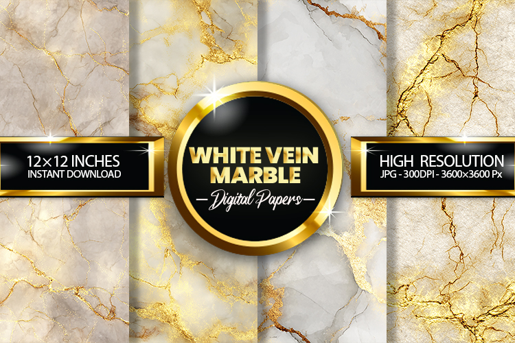 White Vein Marble Digital Papers - 04 variations