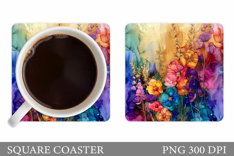 Flowers Coaster Design. Flowers Coaster Sublimation