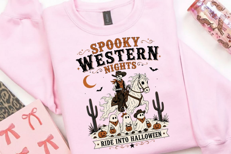Spooky Western Nights Ride Into Halloween PNG Sublimation