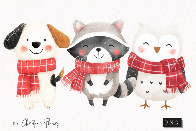 Cute Fall Animals With Scarf | Fall PNG