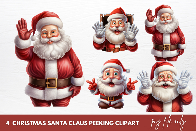 Christmas Santa Claus Peeking Clipart