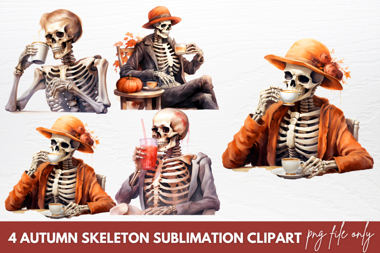Autumn Skeleton Sublimation Clipart