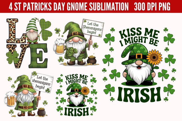 St Patricks Day Gnome Sublimation PNG