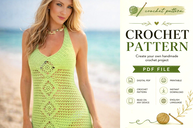 Diamond Lace Crochet Halter Top Pattern PDF