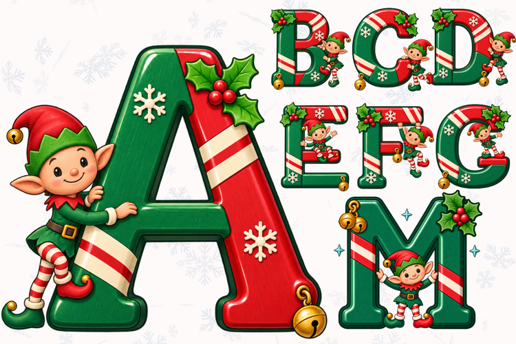 Christmas Elf Alphabet PNG