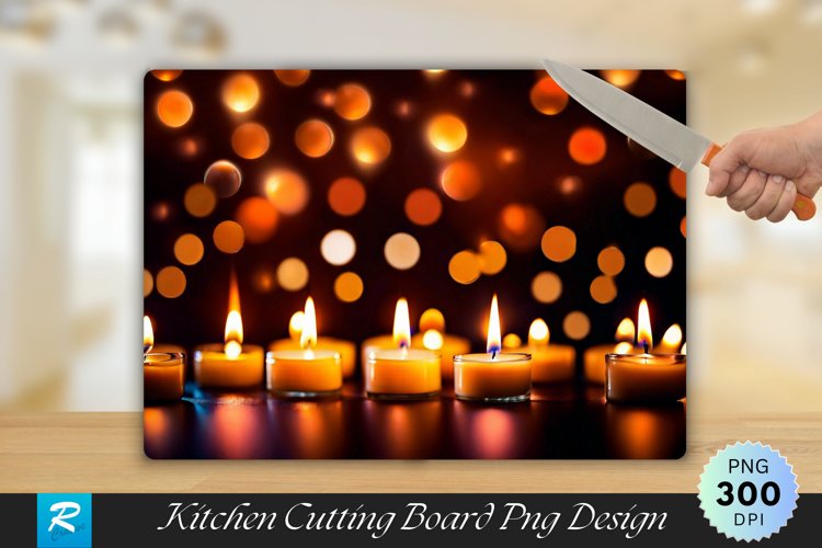Burning Candles with Bokeh Cutting Board sublimation Design