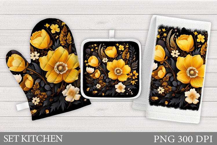 Flowers Oven Mitt Design. Flowers Square Pot Holder