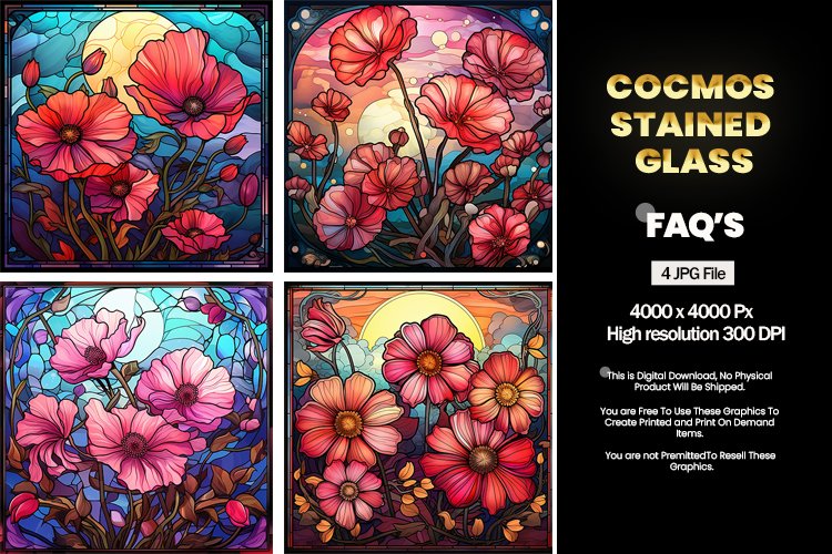Stained Glass Cosmos Square Coaster - 04 Variations example image 1