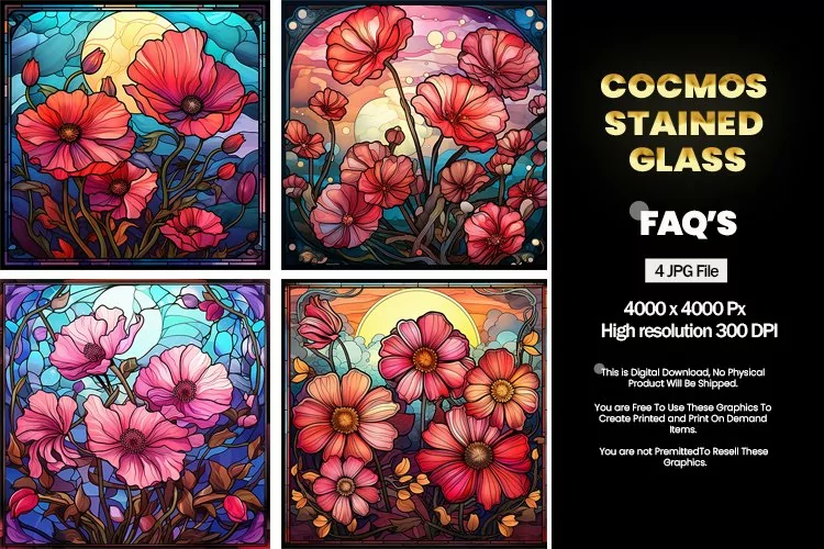 Stained Glass Cosmos Square Coaster - 04 Variations