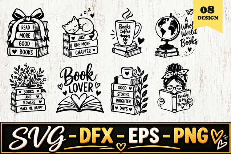 Book Lover Reading Quotes SVG PNG