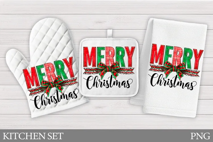 Merry Christmas Oven Mitt. Christmas Square Pot Holder