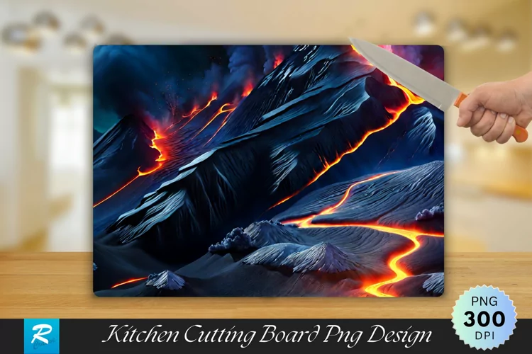Volcanic Eruption Cutting Board Sublimation Design