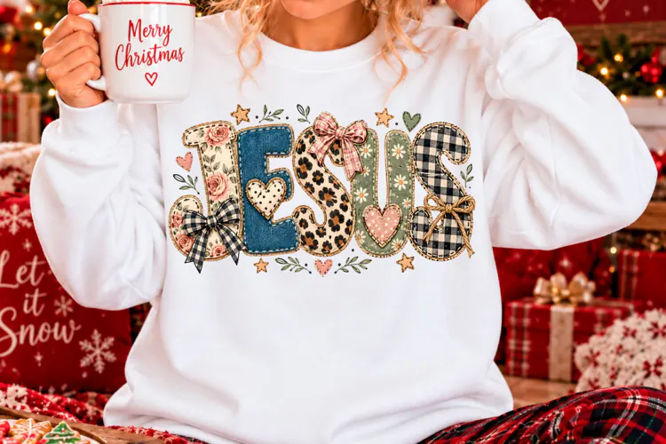 Jesus Patchwork Leopard Floral Sublimation PNG