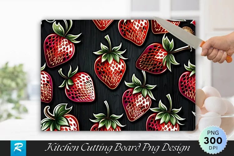 Strawberry Pattern Cutting Board Sublimation Design