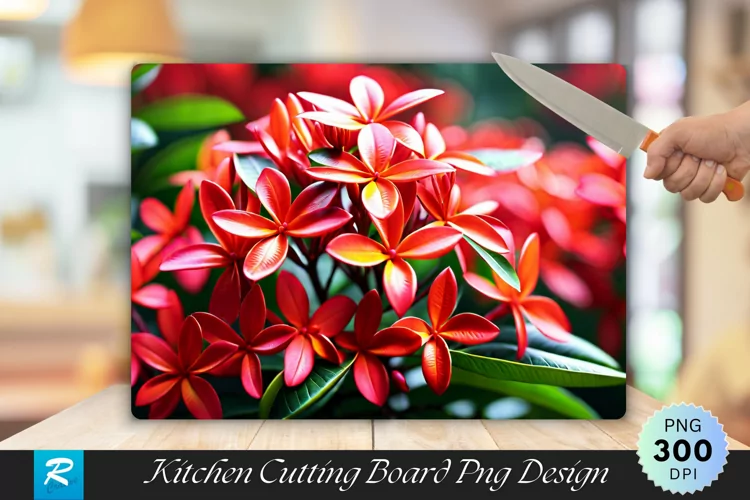 Chinese Ixora Plant Cutting Board Sublimation Design