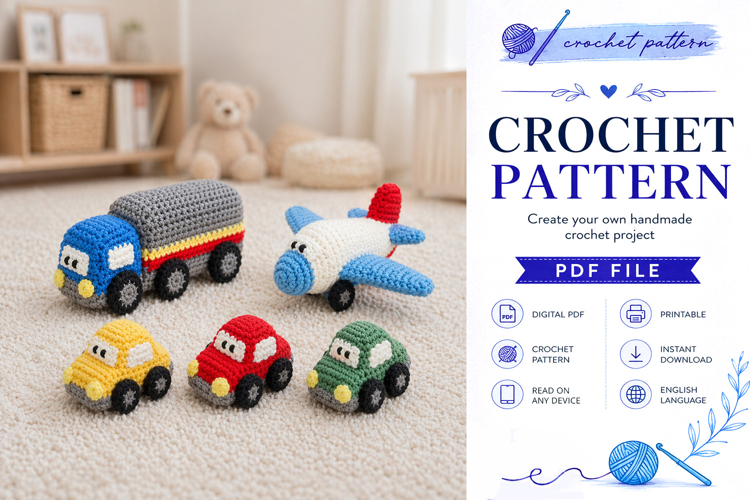 Car Plane and Truck Crochet Toy Pattern PDF