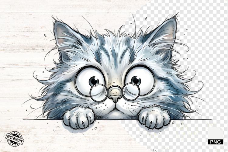 Whimsical Peeking Cat Png - Cats Clipart