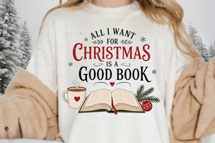 All I Want For Christmas Is A Good Book PNG Sublimation