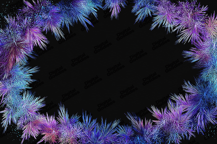 Neon Winter Pine Frame Background for Holiday Crafts