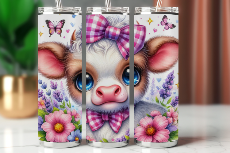 Tumbler Wrap 20 oz - floral highland cow