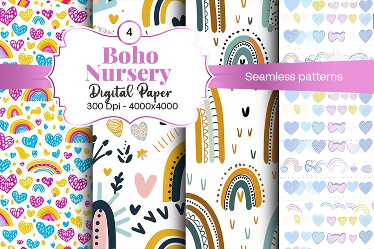 Nursery Boho digital paper Seamless backgrounds