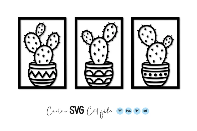 Prickly Pear Cactus Frame SVG PNG