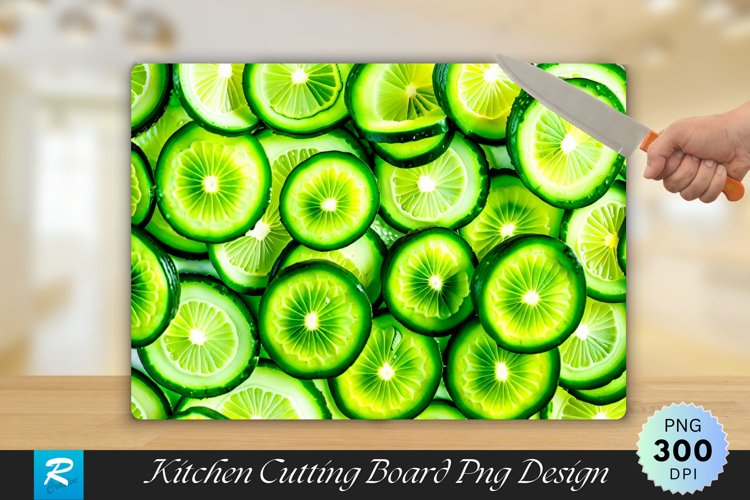 Cucumber Slices Cutting Board Sublimation Design