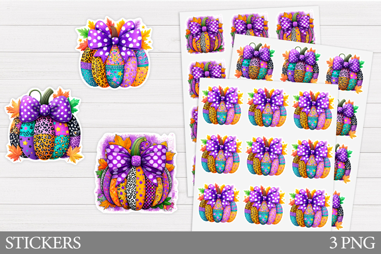 Patchwork Pumpkin Sticker. Fall Sticker Printable