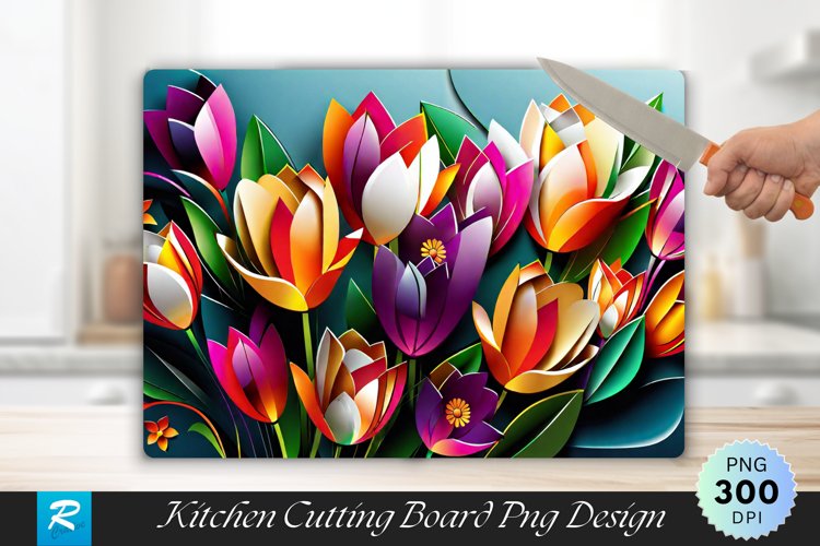 3D Flowers Cutting Board Sublimation Design