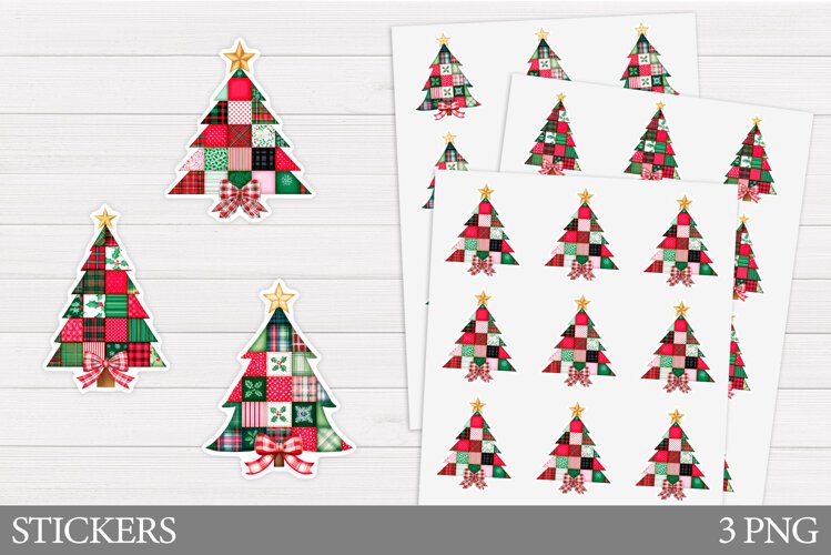 Christmas Tree Sticker Design. Christmas Sticker Printable example image 1