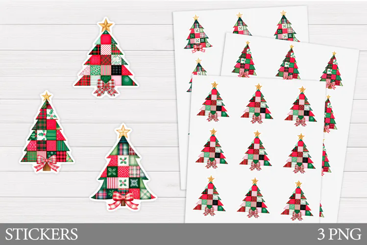 Christmas Tree Sticker Design. Christmas Sticker Printable