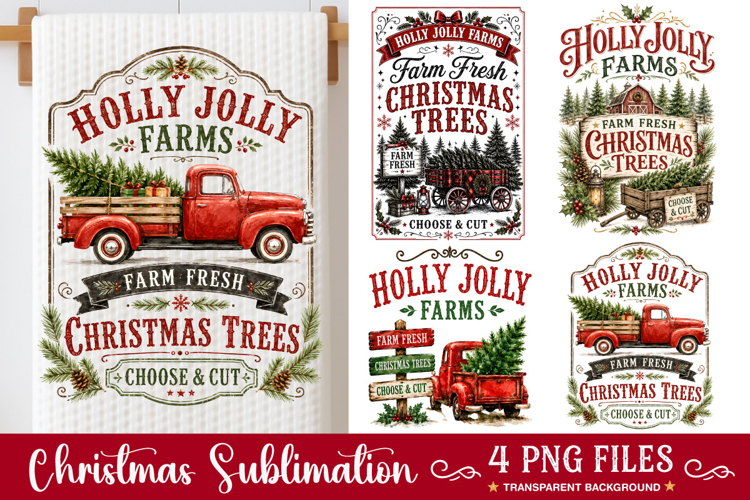 Christmas Kitchen Towel Sublimation, Vintage Christmas PNG