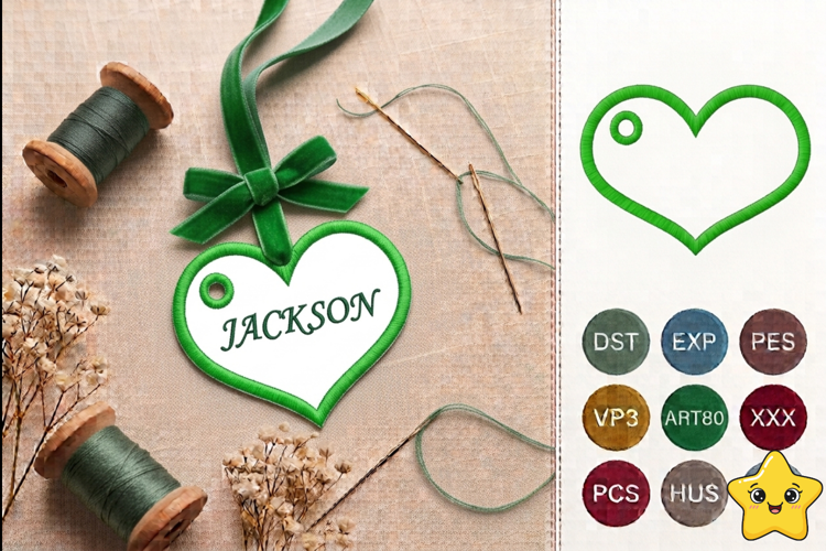ITH Heart Gift Tag Machine Embroidery Design