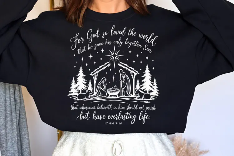 John 3:16 Nativity Christian PNG, For God So Loved the World