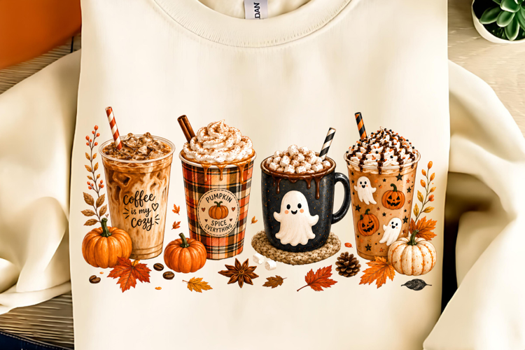 Funny Halloween PNG, Spooky Season Halloween PNG, Coffee PNG