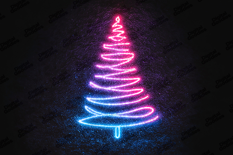 Neon Christmas Tree Lights Pink Blue Glow Holiday Art