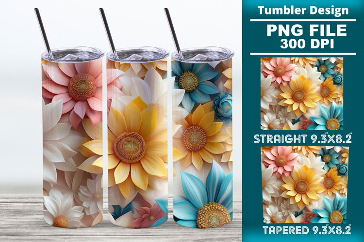 3D floral tumbler wrap design