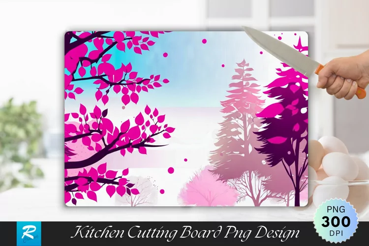 Pink Tree Cutting Board sublimation Design