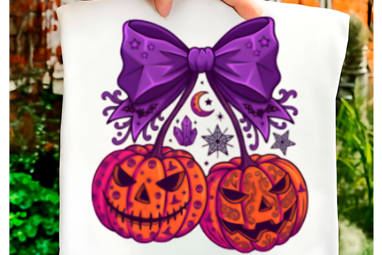 Purple Bow Halloween Pumpkins Png