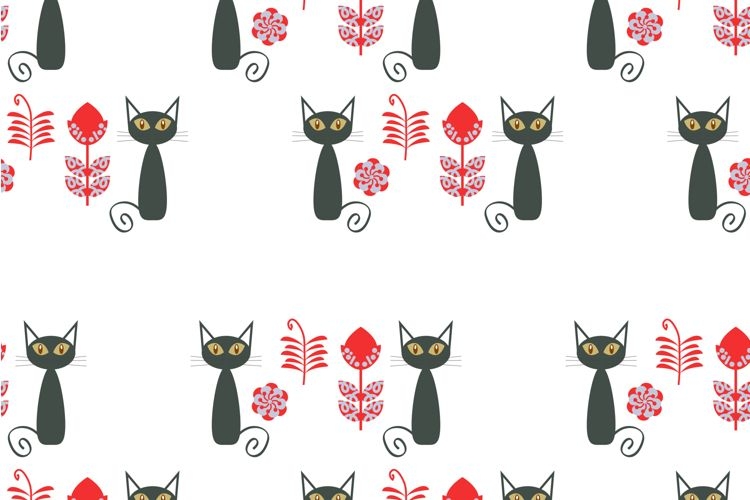 Cute cats animals seamless vector pattern, EPS artwork